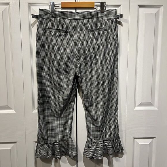 Walter Baker Black/White Houndstooth Plaid Cropped Ruffle Hem Pants Size 8 NWT‎ - Picture 7 of 12